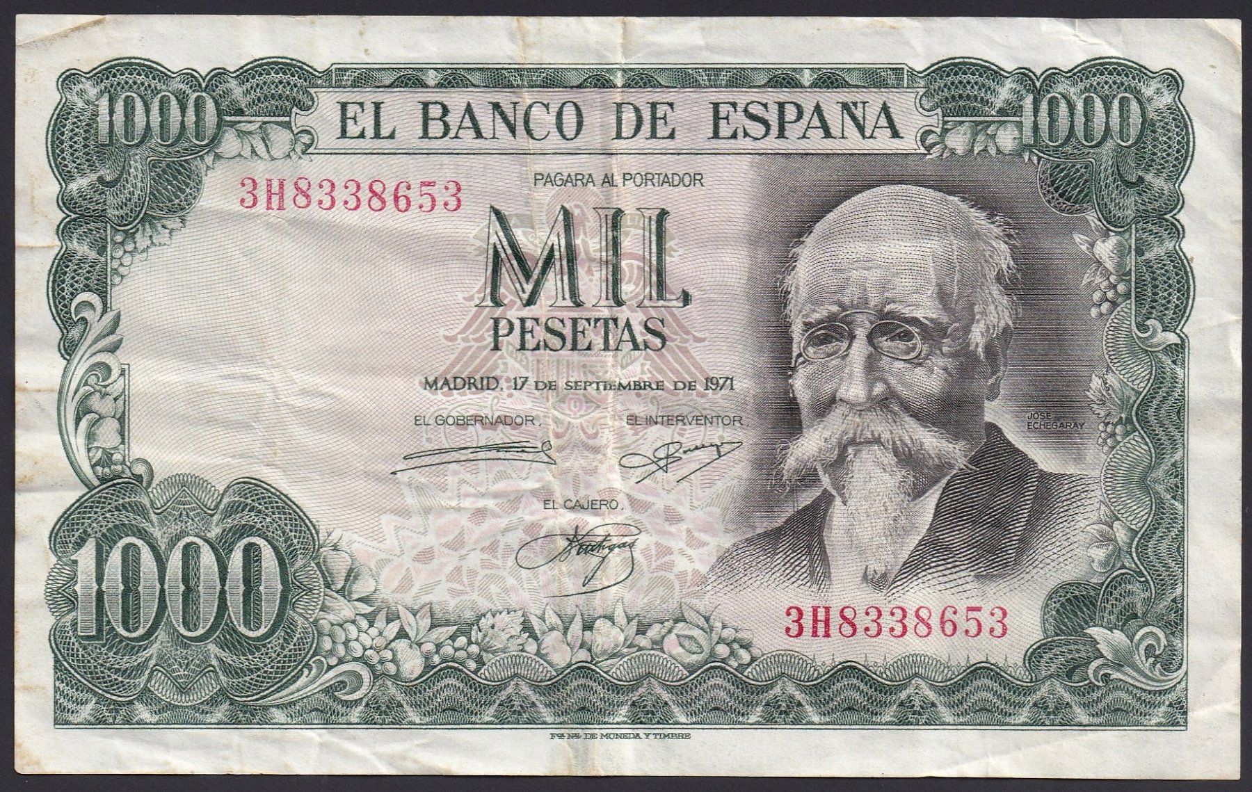 Banconote: Spanien 1000 Pesetas 1971 – Usato da Brugg AG venduto da banknoten_muesli
