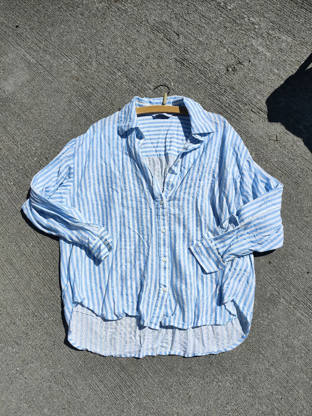 Stradivarius Camicette: Stradivarius Hemdbluse Streifen Weiss-Hellblau Gr. L – Nuovo (secondo la descrizione) da Horgen venduto da Lulusa
