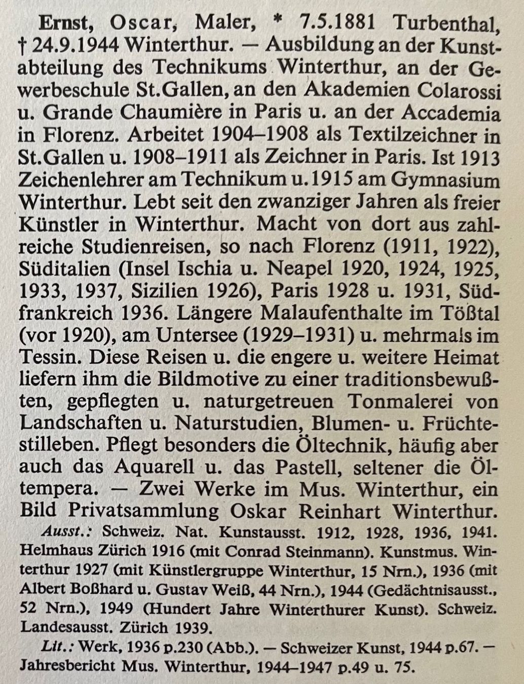 Dipinti: Ernst Oscar (1886-1944) – Usato da Grosshöchstetten venduto da Perle1951 4