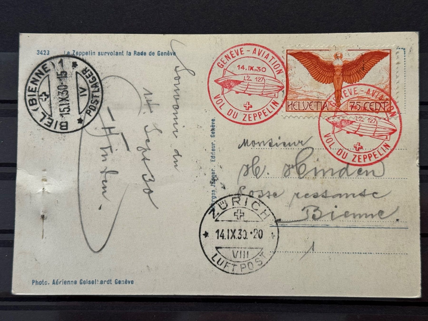Cartoline postali: Luftpost, Vol du Zeppelin 1930, Genf – Usato da Romanshorn venduto da luxcollect