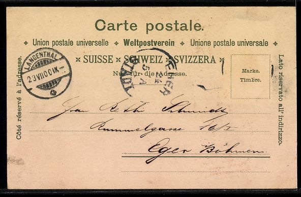 Cartoline postali: Litho Langenthal, Hotel Bären, Gemeinde – Usato da Berlin venduto da bartko-reher 1