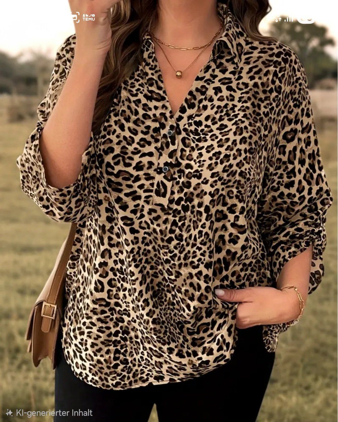 Camicette: Bluse in Leo Muster Biege m Knopf – Usato da Niederbipp venduto da Trude04 1