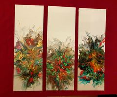 Acryl-Bilder, Unikate als Trio oder einzeln