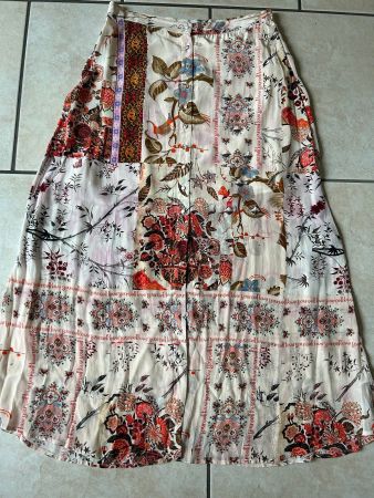 NEU - DESIGUAL Rock/Jupe lang, Knopfleiste, hell+Farben, 44