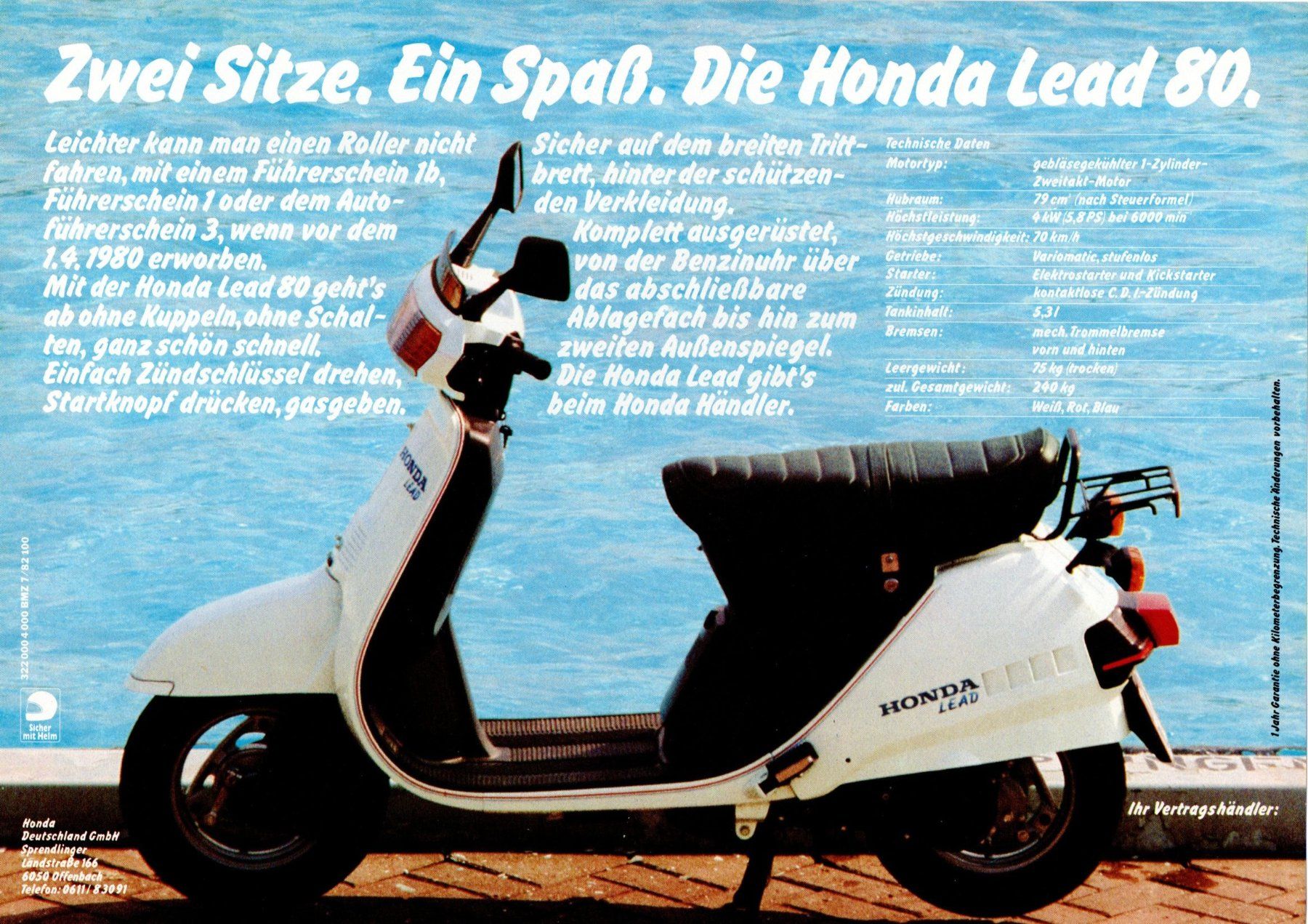 Honda Scooters: Honda Melody / Lead - Originalprospekt – Gebraucht aus Malans GR von Chueche427 1
