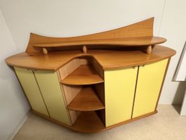 Sideboard mit Retro-Design gelb, Holz, 2 Türen