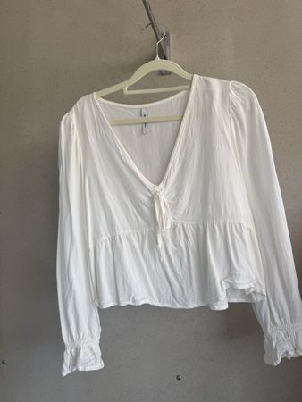 Bluse Pepe Jeans weiss Langarm Grösse L