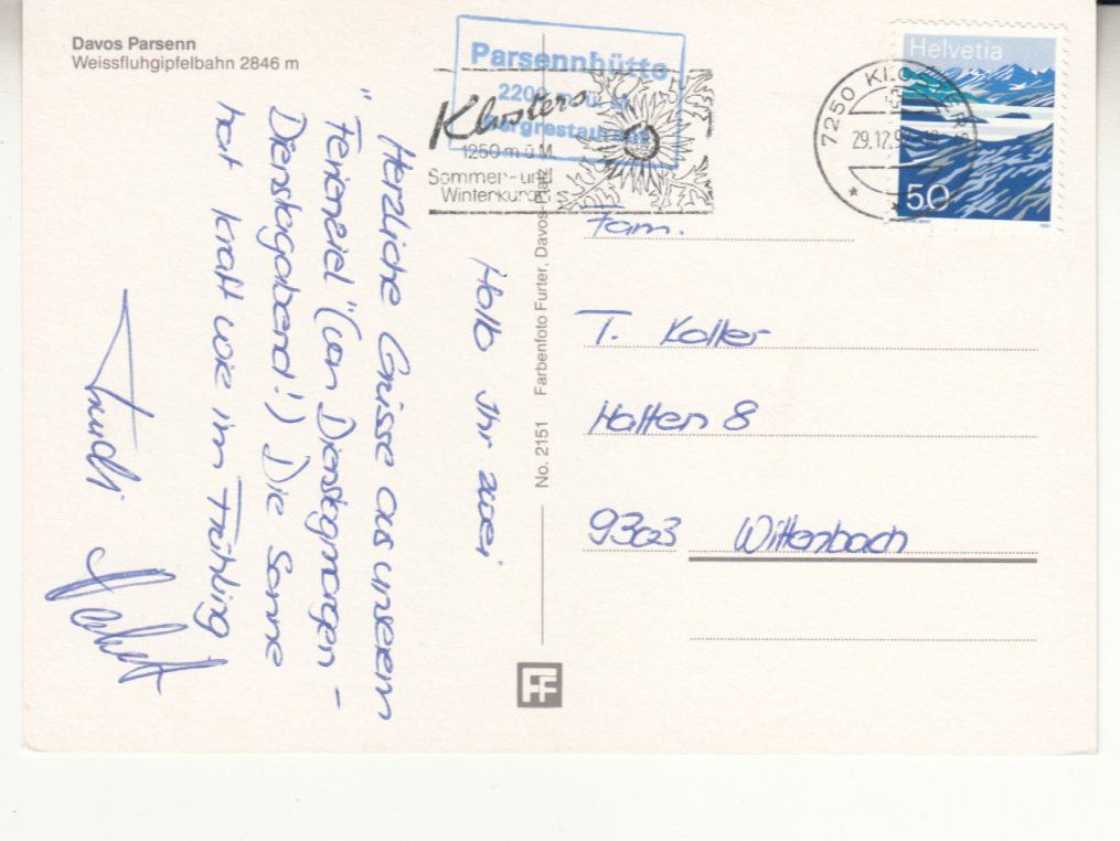 Cartoline postali: Parsenn 1992 – Usato da Bürglen TG venduto da StampGraf 1