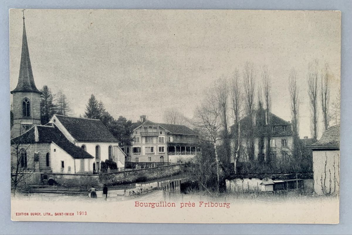 Cartoline postali: Ansichtskarte Schweiz - Bourguillon près Fribourg – Usato da Düdingen venduto da polytropon_5