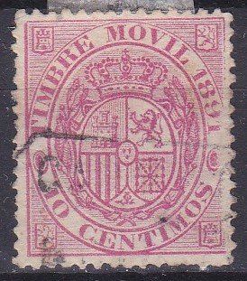 Tutti i francobolli: Timbre Espagne 1891 10 centimos rose lila obl. – Usato da Blonay venduto da Leglaude_01