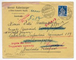 Brief Werner Kallenberger Teigwarenfabrik Amriswil  1915👍
