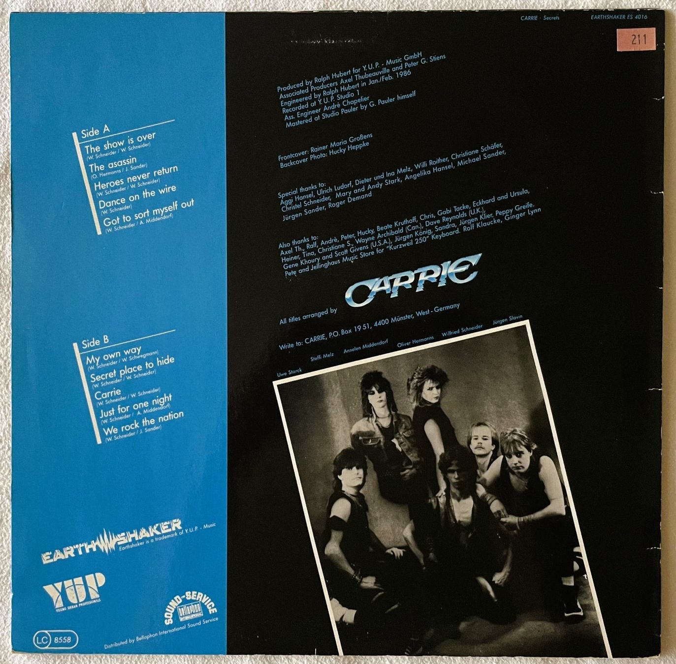 Schallplatten: Carrie – Secrets - LP - 1986 - First Press - Earthshaker Rec – Gebraucht aus Uster von Zardodel 1
