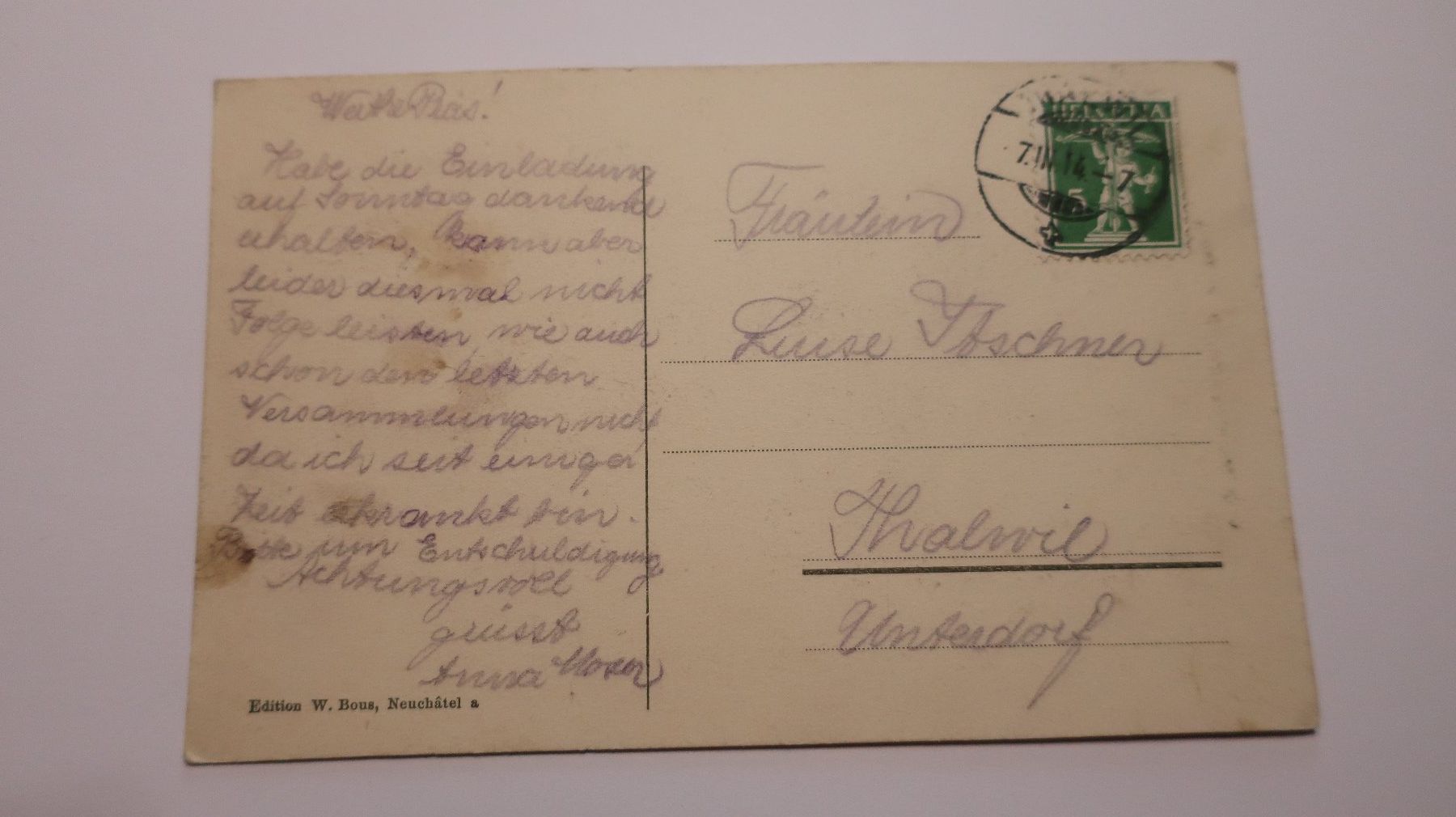 Cartoline postali: Yverdon - Tour du Château  1914 – Usato da Cormoret venduto da Pascalll2001 2
