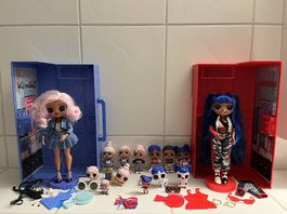 Poupée lol familles boites rouge et bleue