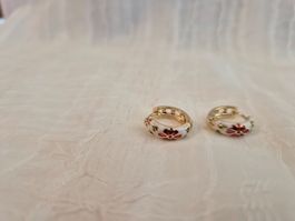 Süesse Blüemli Creolen 🌻 Gold-Look & Emaille