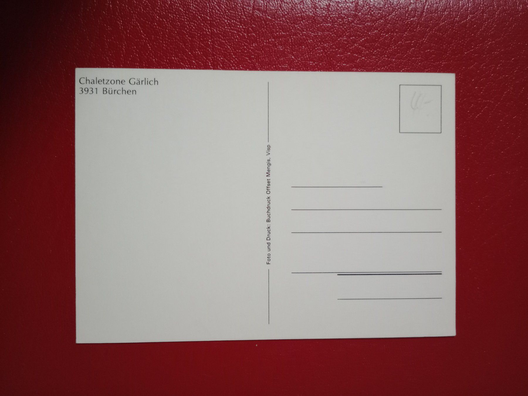 Cartoline postali: AK Wallis Chaletzone Gärlich Bürchen – Usato da Küttigen venduto da Melisch1000 1