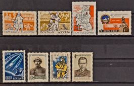 UdSSR 1961 Raumfahrt Hund Tschernuschka Pioniere 8V MNH**
