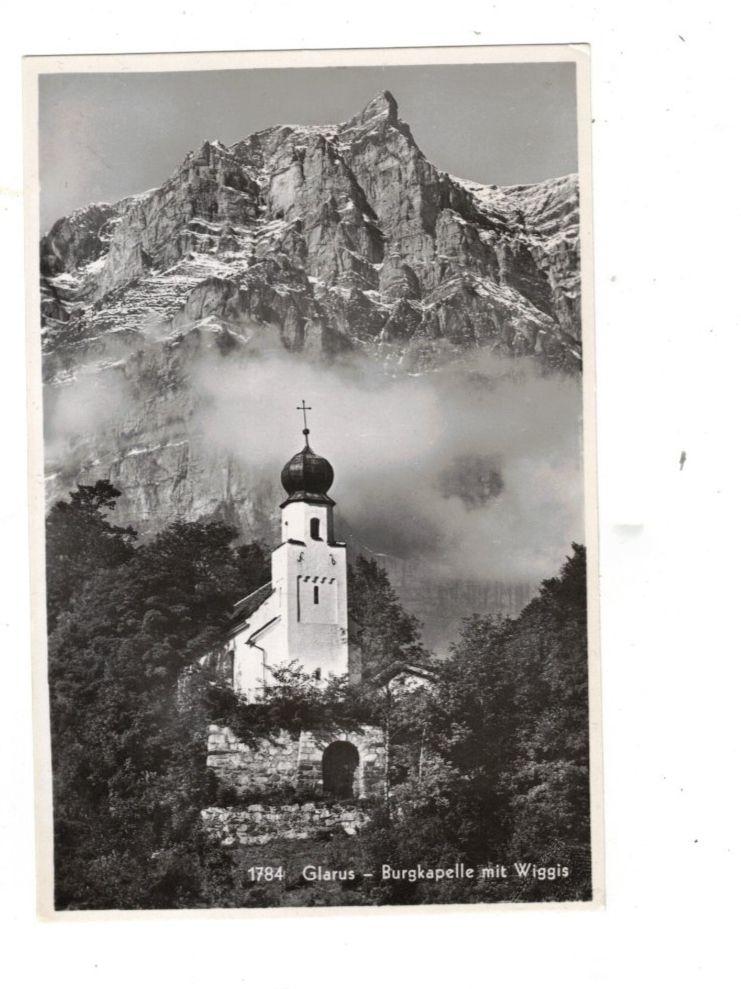 Cartoline postali: Glarus Burgkapelle Wiggis, 1952 – Usato da Widnau venduto da Seppl480