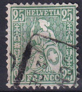 Tutti i francobolli: Sitzende Helvetia 25 mit Kastenstempel+++ – Usato da Samnaun-Compatsch venduto da Muckimu