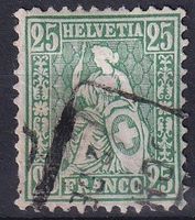 Sitzende Helvetia 25 mit Kastenstempel+++