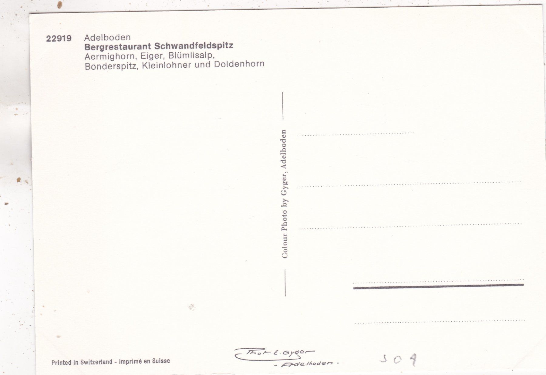Cartoline postali: Adelboden Schwandfeldspitz – Usato da Herisau venduto da Lisegrat2008 1