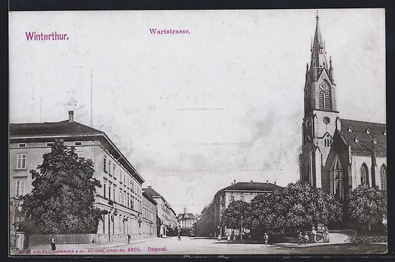 Cartes postales: AK Winterthur, Wartstrasse mit Kirche – D'occasion à Berlin par bartko-reher