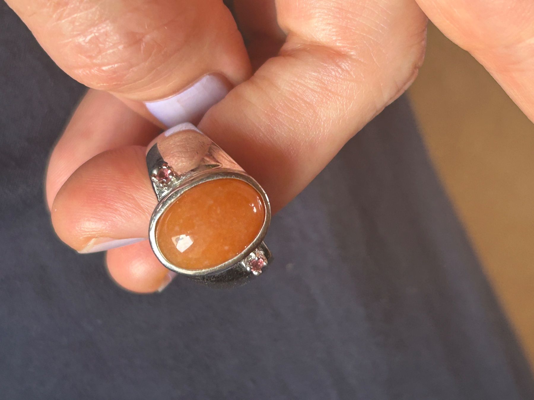 Ringe: Silberring mit orangefarbenem Stein rosa (57.5) – Gebraucht aus Laufen von Bellebellezza 9