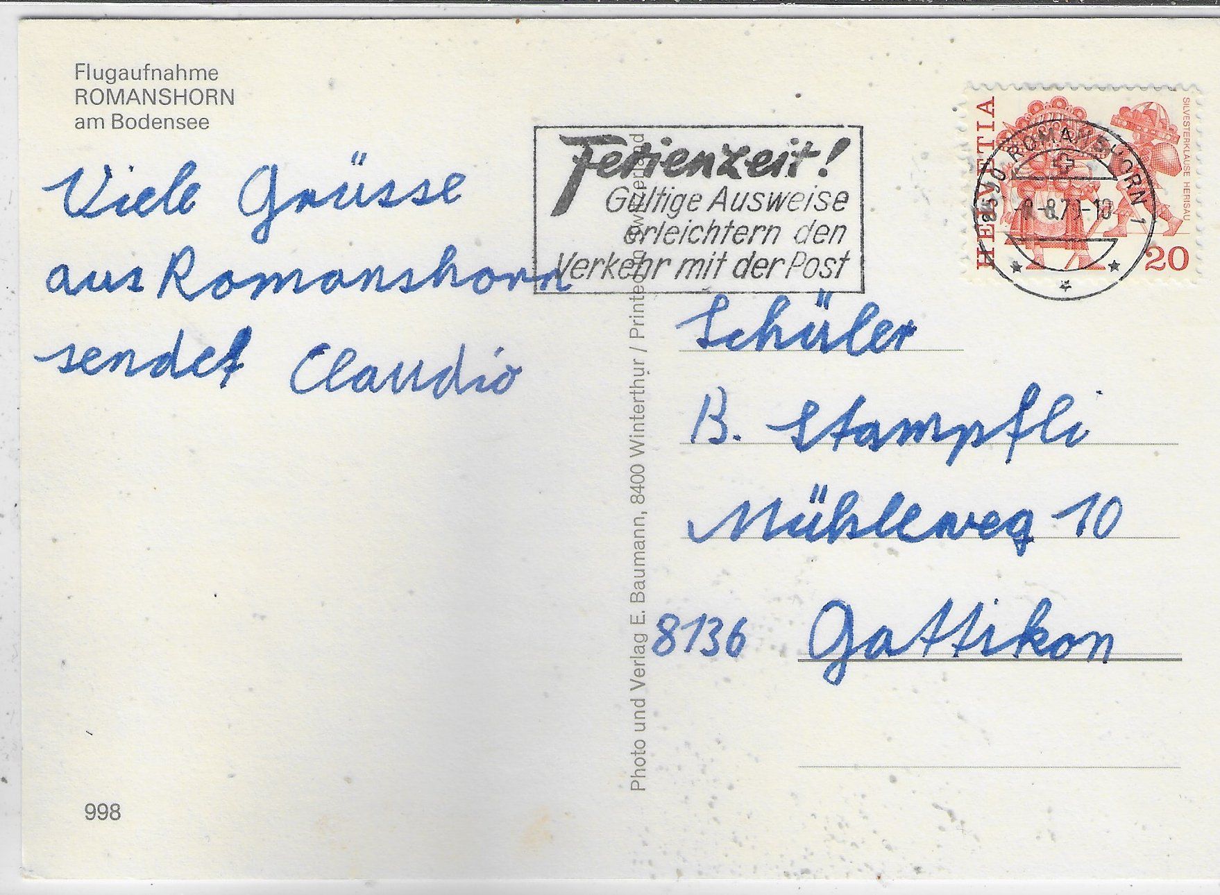 Ansichtskarten: Flugaufnahme Romanshorn – Gebraucht aus Ettingen von Kartenplanet 1