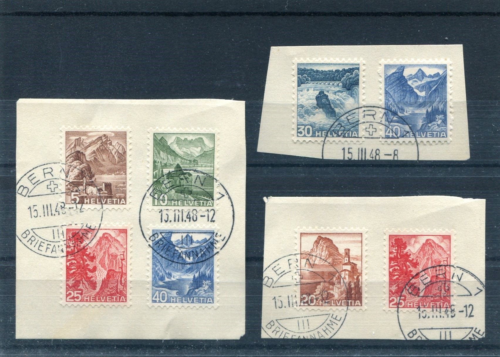 Tutti i francobolli: 1948 Landschaften Nr. 285-90 ET-gest. – Usato da Winterthur venduto da Kyoung