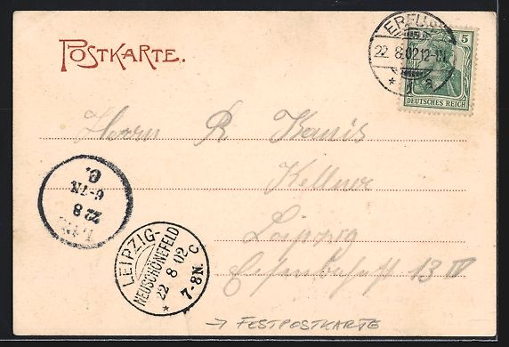 Cartoline postali: Erfurt, Einzug der preussischen Truppen  – Usato da Berlin venduto da bartko-reher 1