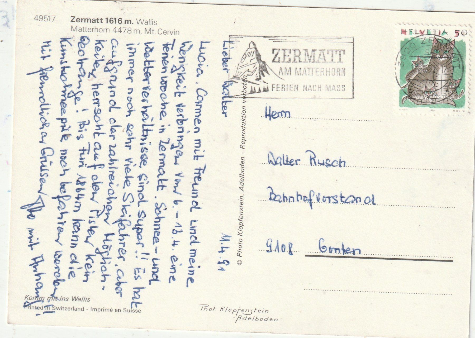 Cartoline postali: 4 Karten Matterhorn – Usato da Lumbrein venduto da made02 2