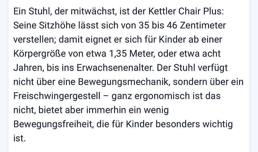 Stühle: Kettler Kinderstuhl ca. Ab 8 J. Mitwachsend – Gebraucht aus Suhr von City_Light 2