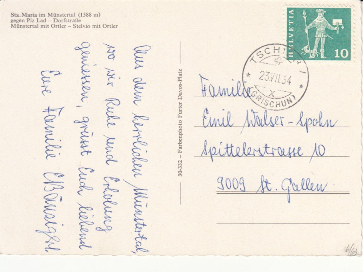 Cartoline postali: Sta. Maria 1964 – Usato da Bürglen TG venduto da StampGraf 1