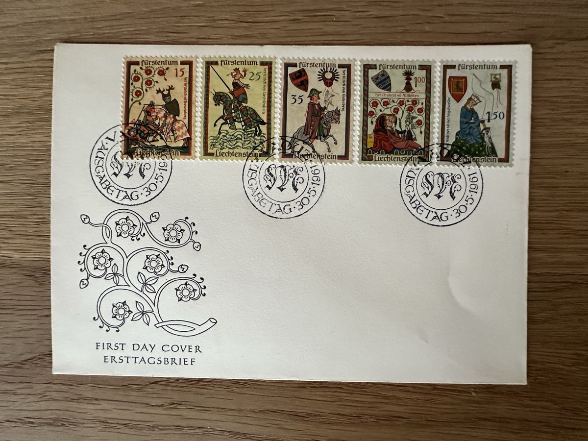 Tutti i francobolli: Liechtenstein - 1961 FDC ZNr. 349-353 – Usato da Schmitten / FR venduto da Samsara169