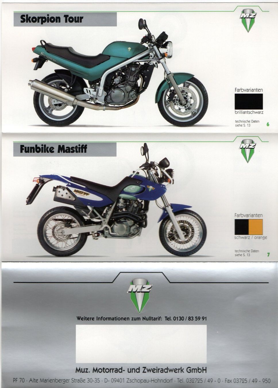 Mz Strada: MZ Modellprogramm 1997/1998 - Originalprospekt – Usato da Malans GR venduto da Chueche427 2