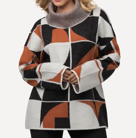 Pullover, Jacquard Strick, Rollkragen, Langarm