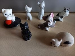 Katzensammlung: 7 bezaubernde Vintage Porzellan-Kätzchen