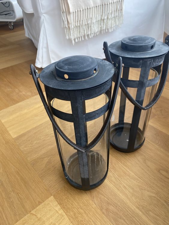 2 Metall Laternen Windlichter, zeitloses Design 1
