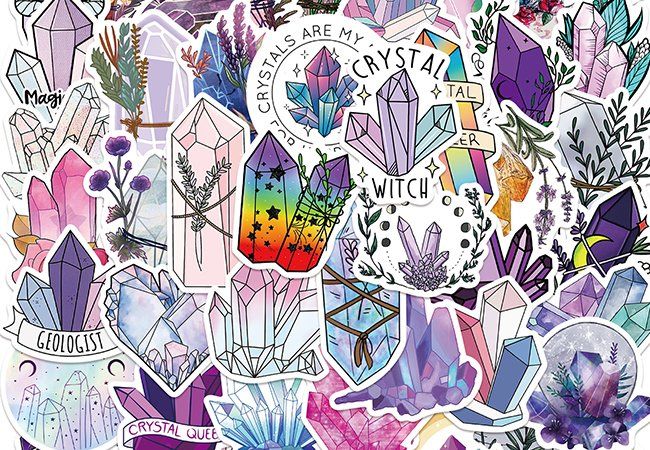 Magie Sticker Set – 2 Bögen, Mystische Motive (Hexe, Kristall, Tarot) Für Journal & Planer