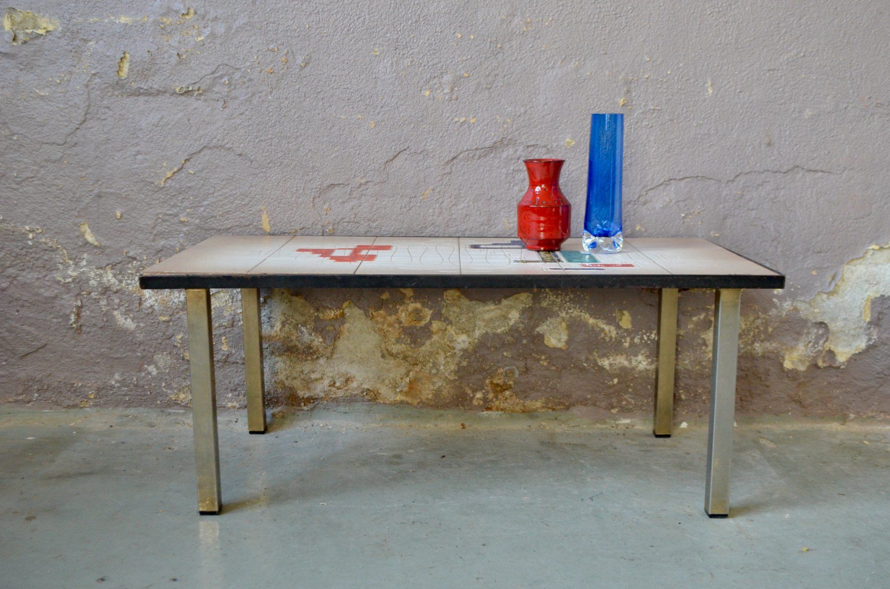 Tavoli: Table basse en céramique au décor abstrait multicolore – Usato da COLMAR venduto da Sophiebellelurette