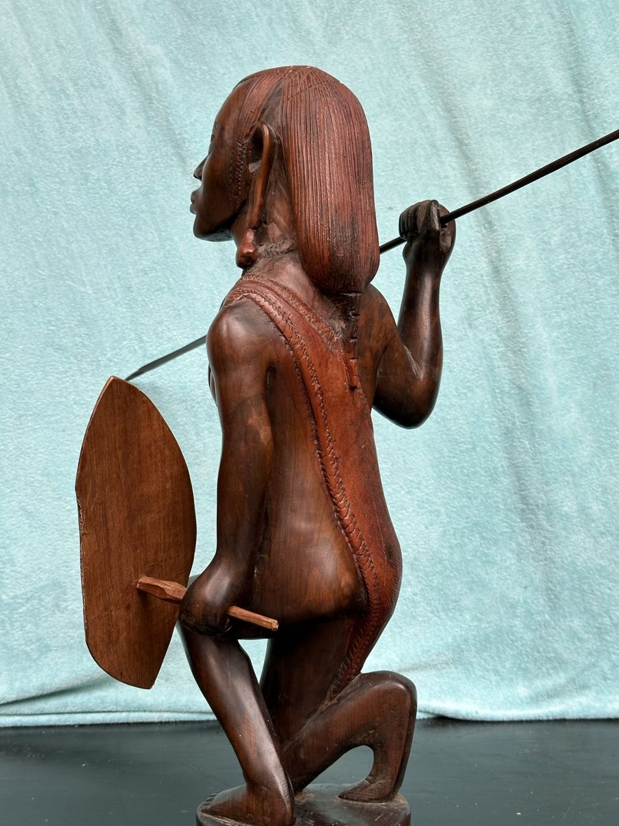 Skulpturen & Statuen: Statue guerrier africain en bois 58cm – Gebraucht aus Lausanne von artnouveau04 3