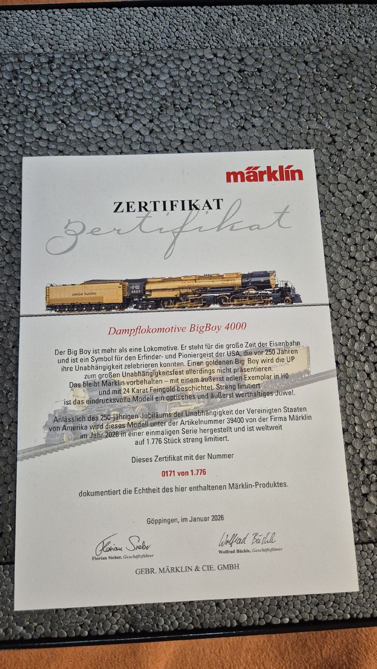 Märklin Modellini di ferrovie: Big boy 24 Karat beschichtet – Nuovo e nell'imballaggio originale da Solothurn venduto da Rugeli13 4