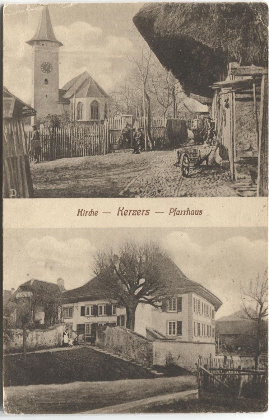 Cartoline postali: KERZERS FR 1917 Strohdachhaus – Usato da Rothrist venduto da Clanx