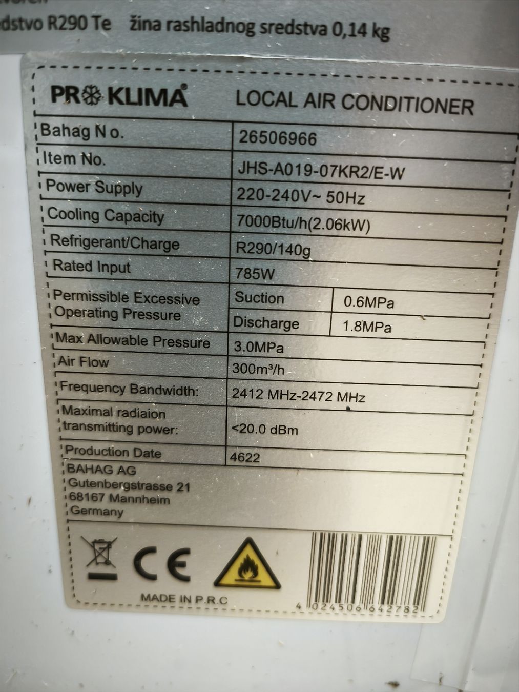 Klimageräte: Mobile Klimaanlage Pro Klima – Gebraucht aus Kölliken von tectum 4