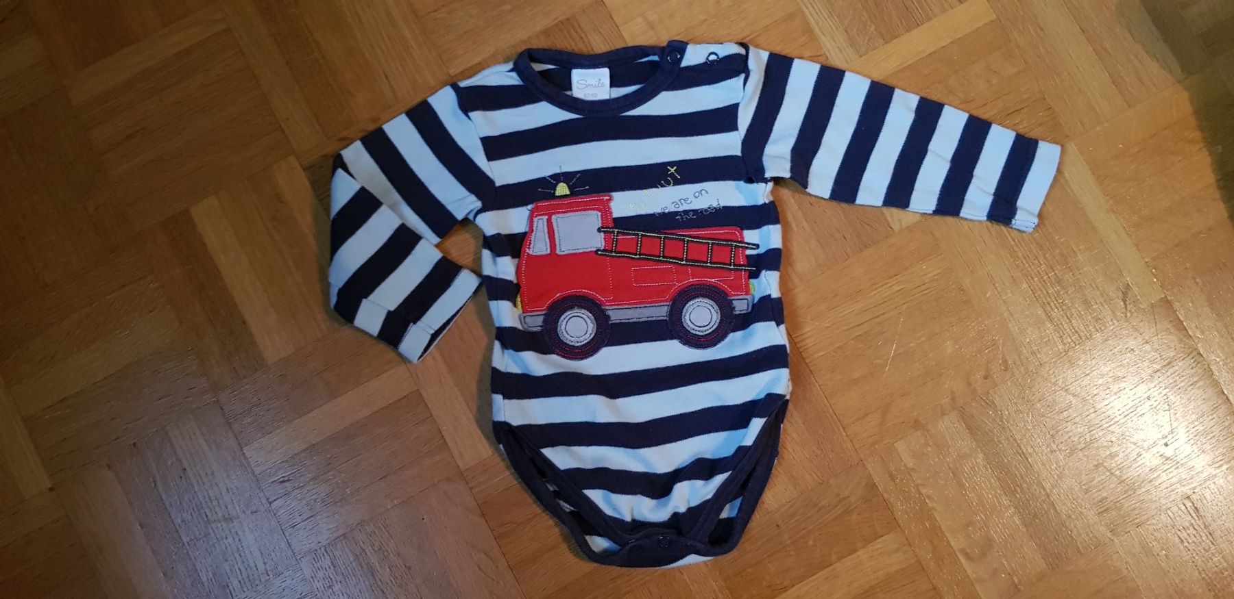 Migros Biancheria intima: Langarmbody blau gestreift, Gr. 62/68 – Usato da Dietikon venduto da grafad