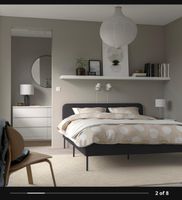 Bett SLATTUM inklusive Matratze, Lattenrost und Topper