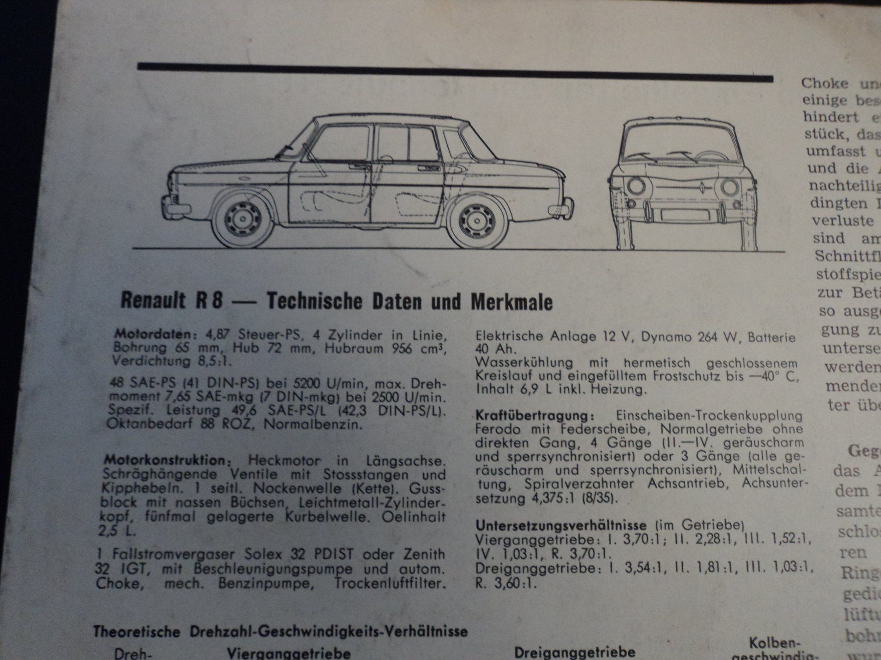 Renault Documenti: Prospekt technischer Aufbau Renault R8 – Usato da Schwarzenburg venduto da modelCARama 1