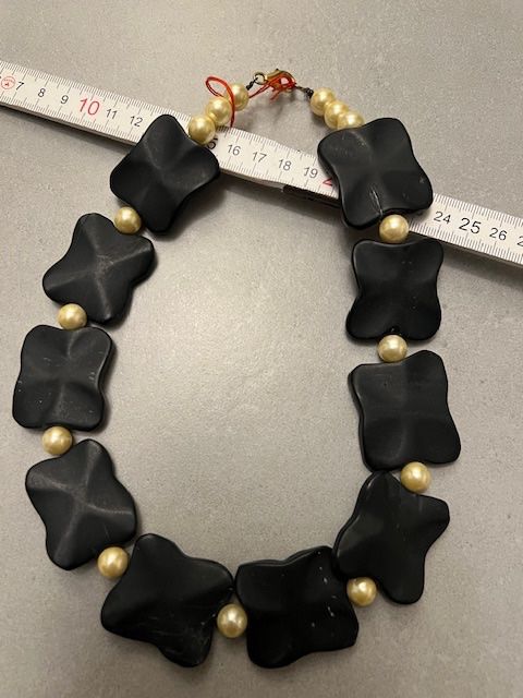 Onyx Catenine: Schöne Kette, Onyx mit Perlen 925 silber Verschluss – Usato da Neerach venduto da romiping