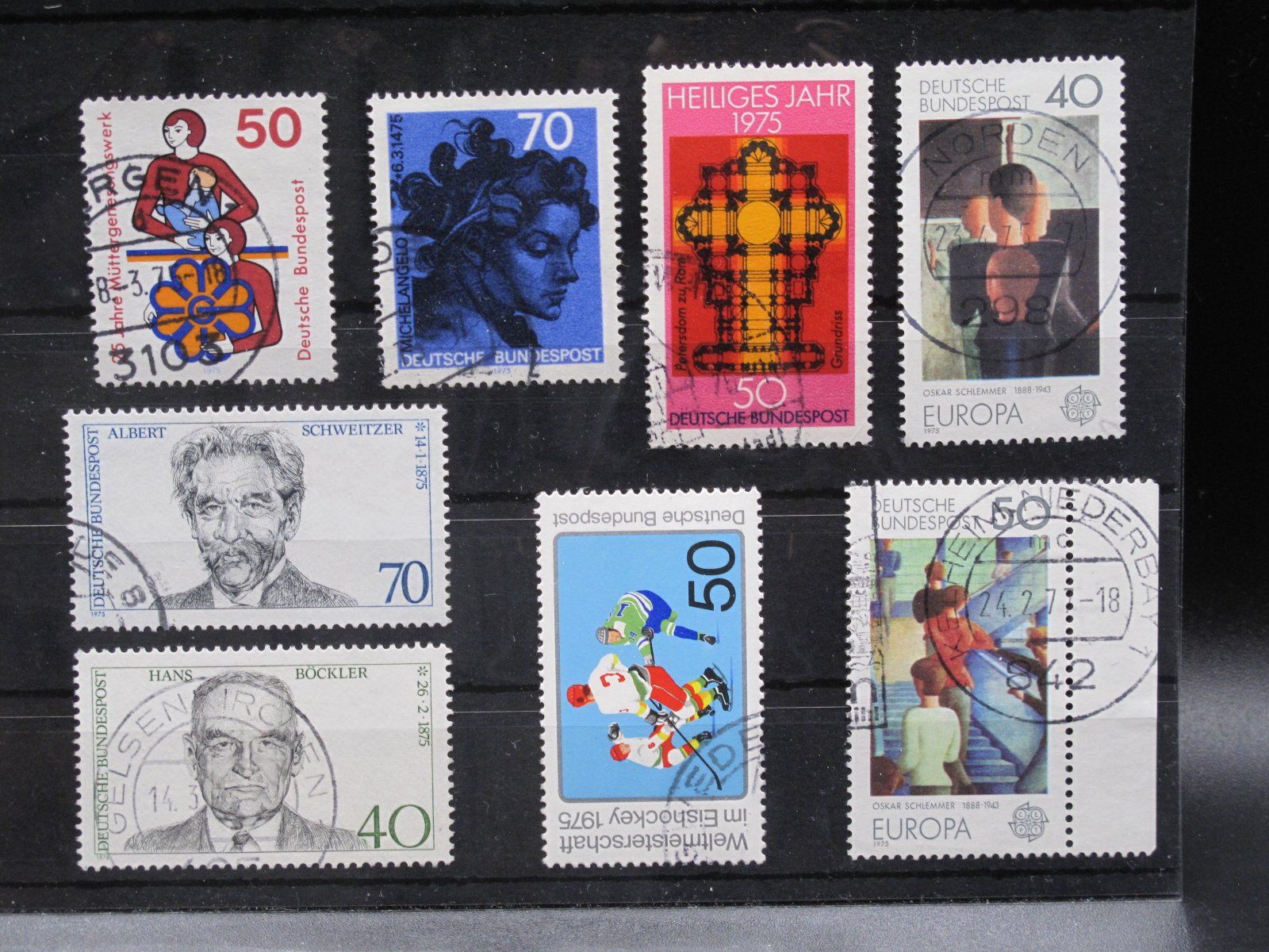 Alle Briefmarken: BRD 1975 Albert Schweitzer / Gemälde gest. – Gebraucht aus Wil SG von fva01