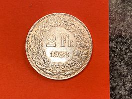 2 Franken 1928 - Aufl. 0.75 Mio. - selten -